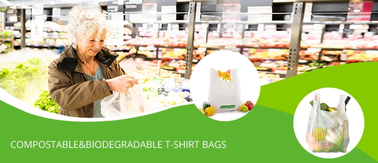 Custom Biodegradable Compostable PLA/Pbat Vest Hand-Held Shopping Plastic Tote Bag