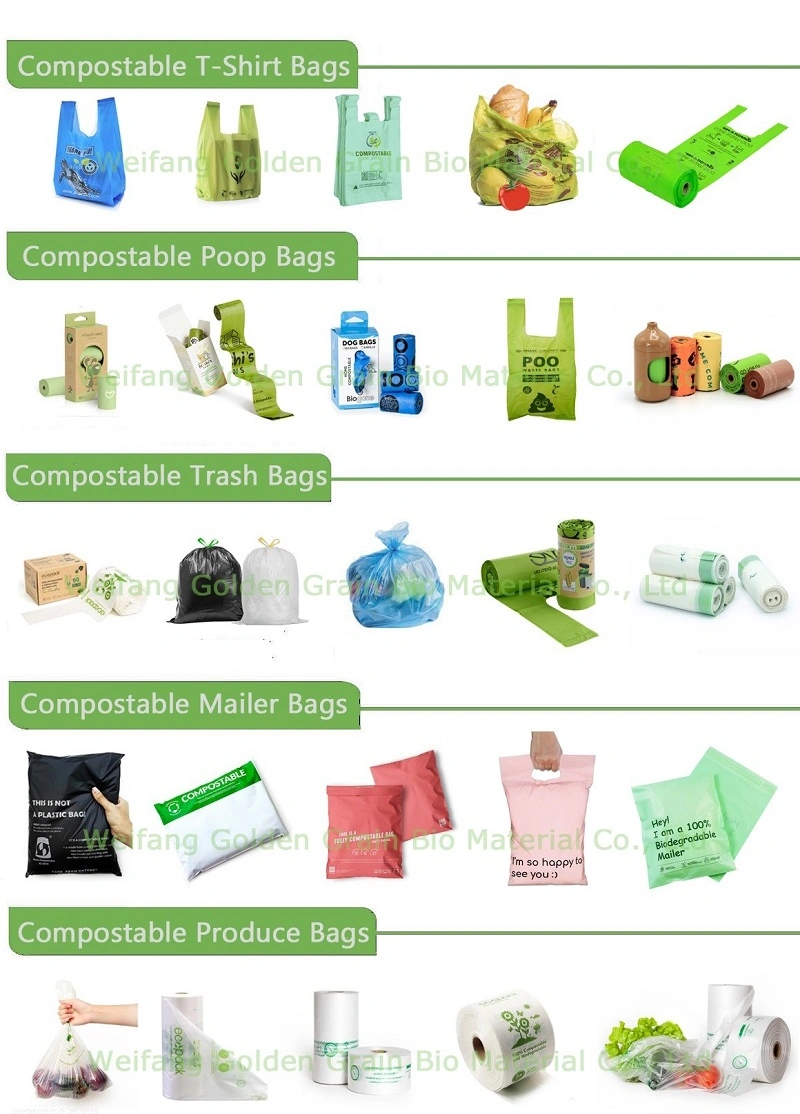 Fruit and Vegetable Bags 100% Biodegradable Compostable Bags Manufacturer Fruit Shopping/Packing Bag Food Flat on Roll Pbat/PLA/Corn Strach TUV Ok Compostable